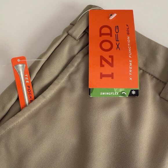 NEW $80‎ NWT IZOD XFG Swingflex Waist Golf Pants Khaki Beige  38x 30 Flat Front - Picture 3 of 16